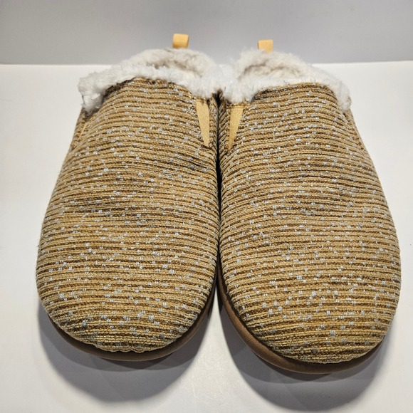 Revitalign Womens Orthotic Slippers Tan Metallic Knit Shearling Mules Size 9B - Picture 2 of 7
